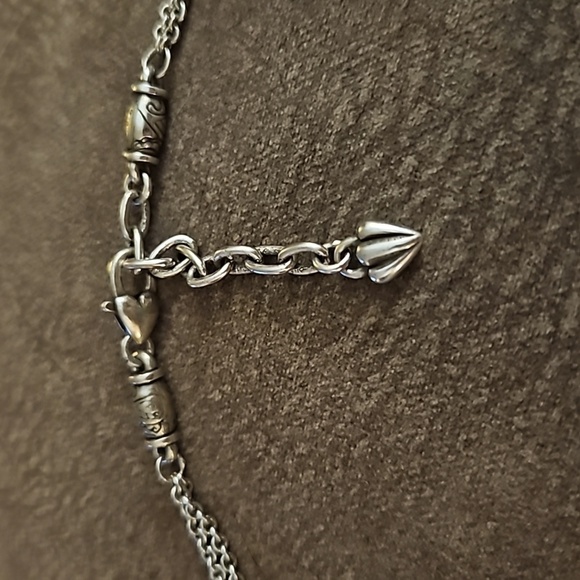 VTG BRIGHTON Two-tone Floral Square Pendant Double Chain Castlecore Necklace - Picture 4 of 7
